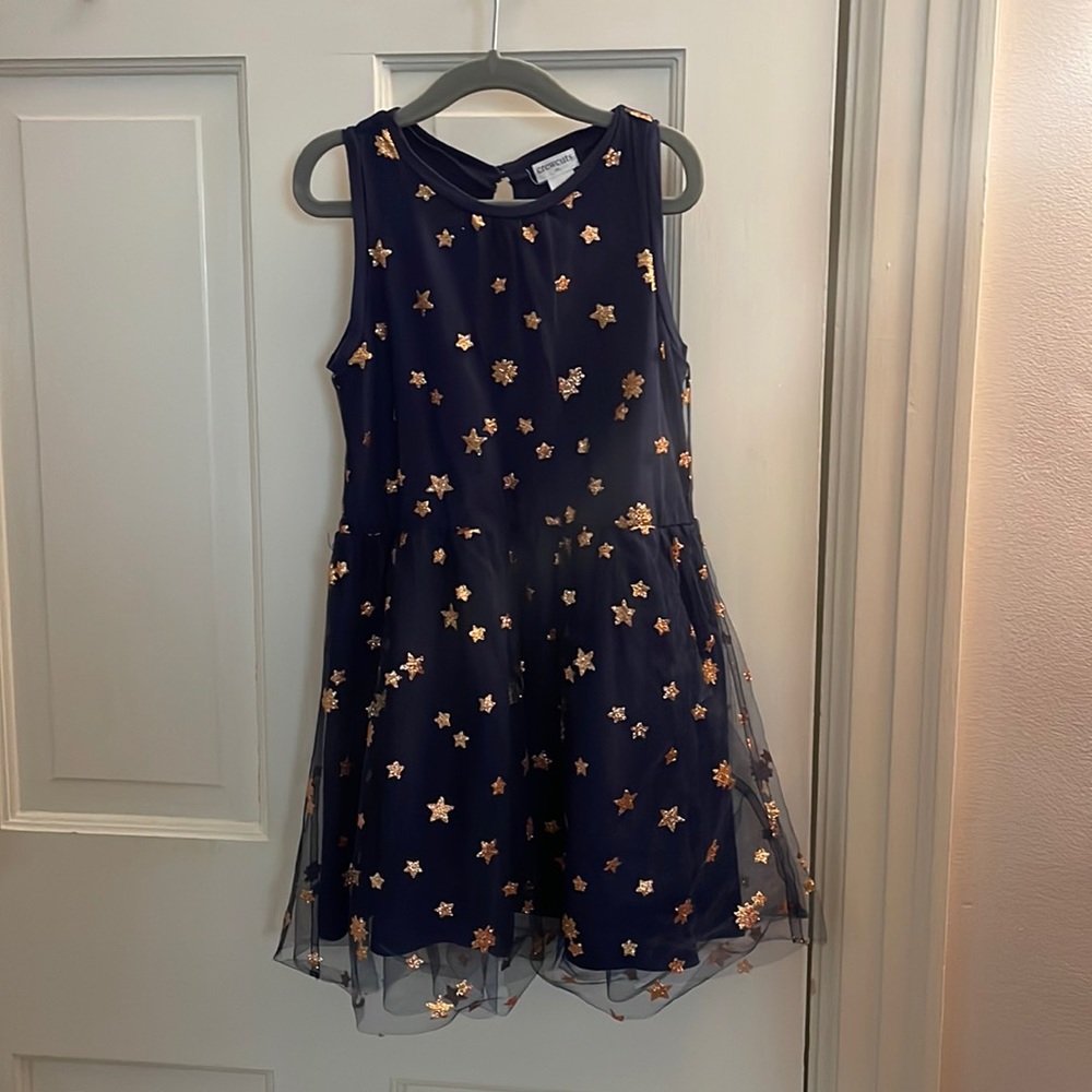 Crew Cuts Navy and Gold Star Dress, size 5 (pre-owned)